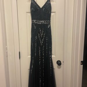 Elegant Black Sequin Evening Gown
